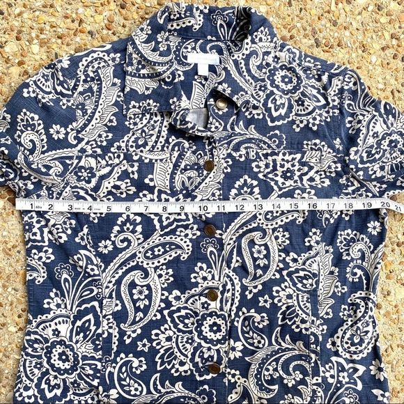 Charter Club Paisley Blue Button Down Jacket M - Picture 4 of 6